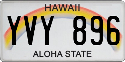 HI license plate YVY896