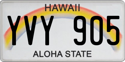 HI license plate YVY905