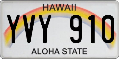 HI license plate YVY910