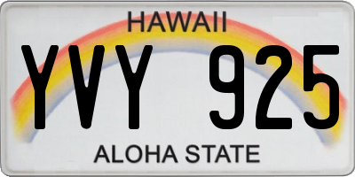 HI license plate YVY925