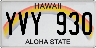 HI license plate YVY930