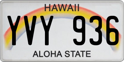 HI license plate YVY936