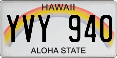 HI license plate YVY940