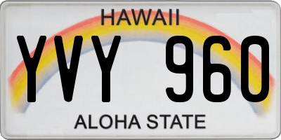 HI license plate YVY960