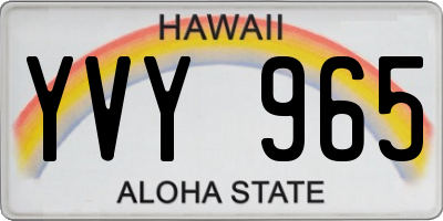 HI license plate YVY965