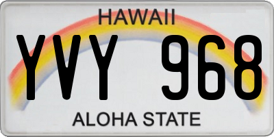 HI license plate YVY968