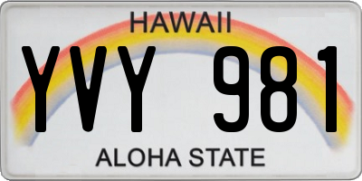 HI license plate YVY981
