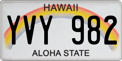 HI license plate YVY982