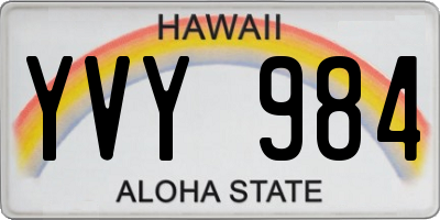 HI license plate YVY984