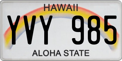 HI license plate YVY985