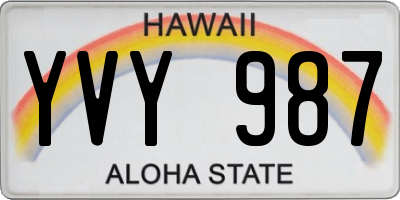 HI license plate YVY987