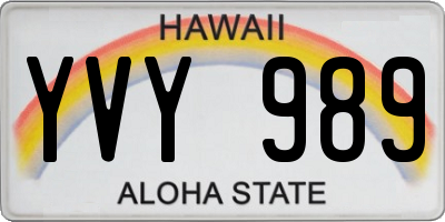 HI license plate YVY989