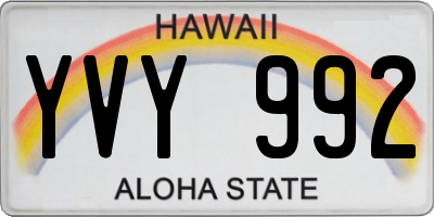 HI license plate YVY992