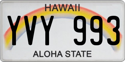 HI license plate YVY993
