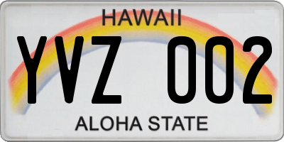 HI license plate YVZ002