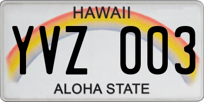 HI license plate YVZ003