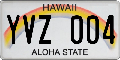 HI license plate YVZ004