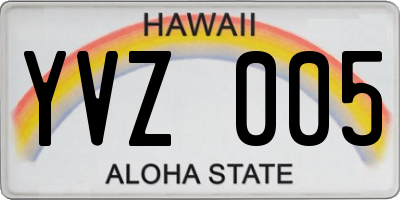 HI license plate YVZ005