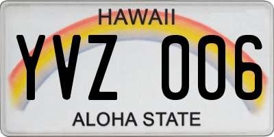 HI license plate YVZ006