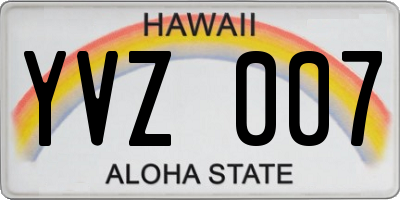 HI license plate YVZ007