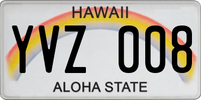 HI license plate YVZ008