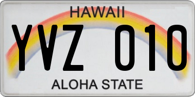 HI license plate YVZ010