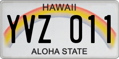 HI license plate YVZ011