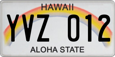 HI license plate YVZ012