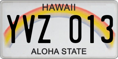 HI license plate YVZ013