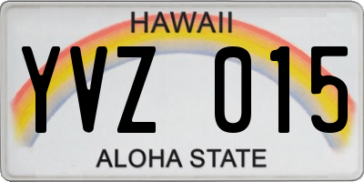 HI license plate YVZ015