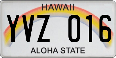 HI license plate YVZ016