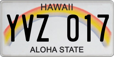 HI license plate YVZ017