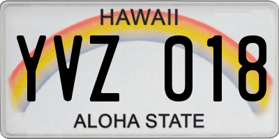 HI license plate YVZ018