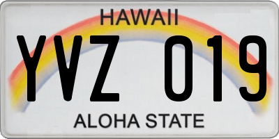 HI license plate YVZ019