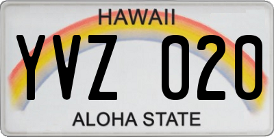 HI license plate YVZ020