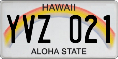 HI license plate YVZ021