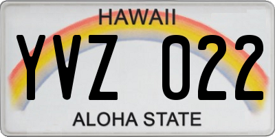 HI license plate YVZ022
