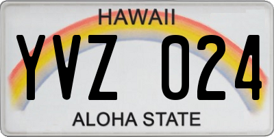HI license plate YVZ024