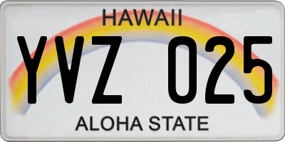 HI license plate YVZ025