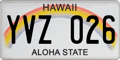 HI license plate YVZ026