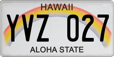 HI license plate YVZ027