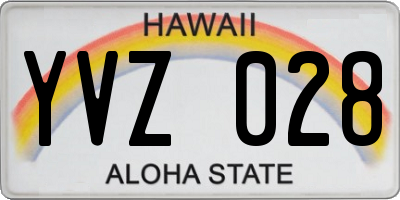 HI license plate YVZ028