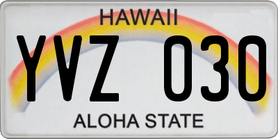 HI license plate YVZ030