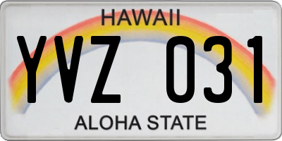 HI license plate YVZ031