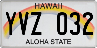 HI license plate YVZ032