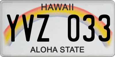 HI license plate YVZ033