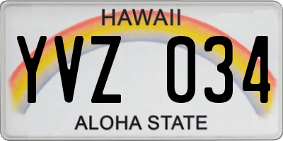 HI license plate YVZ034