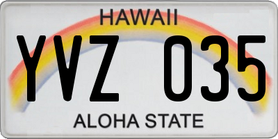 HI license plate YVZ035