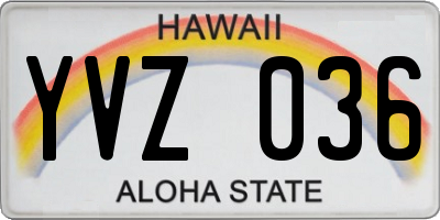 HI license plate YVZ036