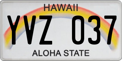 HI license plate YVZ037